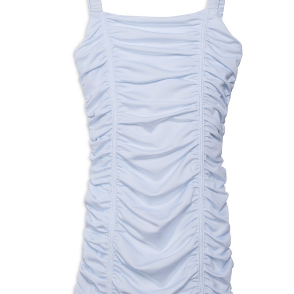KATIE J NYC -WHITE Scarlett Nylon Stretch Ruched Party Dress GIRLS- size: S